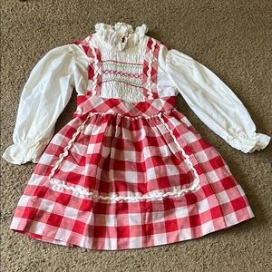 Vintage Red and White Checkered Kids Dress size 5